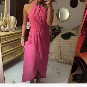 julia jordan Pink Halter Maxi Dress with Tulip Skirt